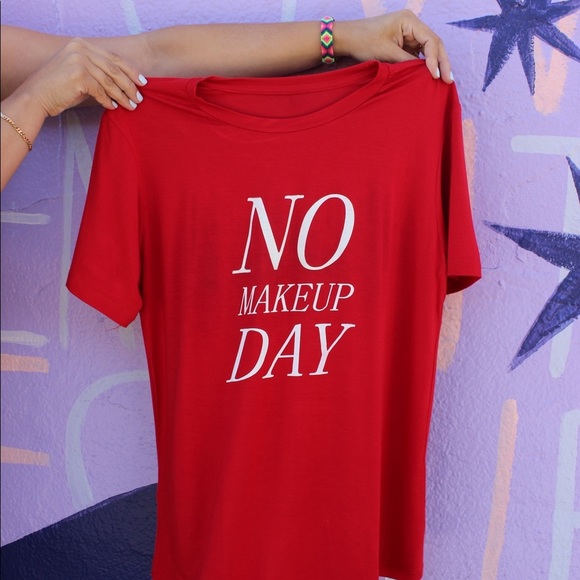 Bachelorette party shirt No makeup day red t-shirt, slogan t-shirt size M - Picture 2 of 5